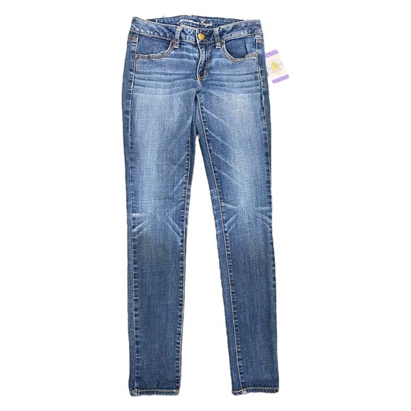 American Eagle Super Stretch Denim Jeggings Womens 6 Long Faded Y2k Skinny Fit - Picture 1 of 16